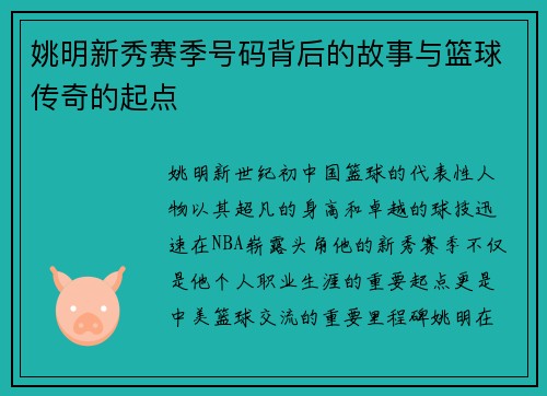 姚明新秀赛季号码背后的故事与篮球传奇的起点